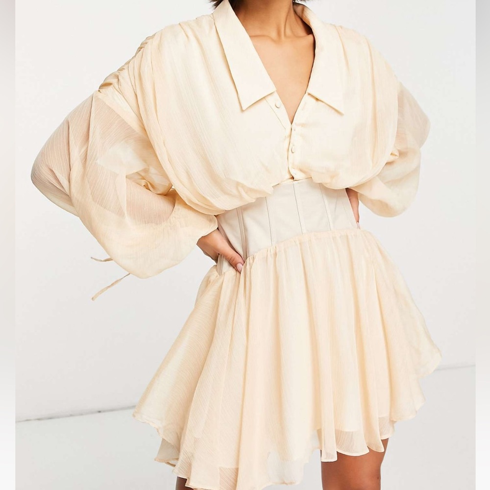 Chiffon corset detail mini dress